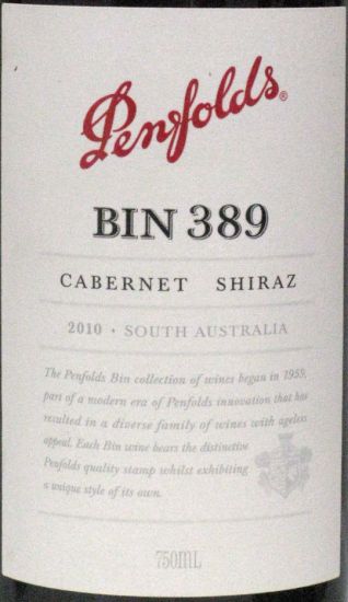 2010 Penfolds Bin 389 Cabernet Sauvignon & Shiraz Barossa Valley tinto