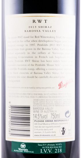 2013 Penfolds RWT Shiraz Barossa Valley tinto