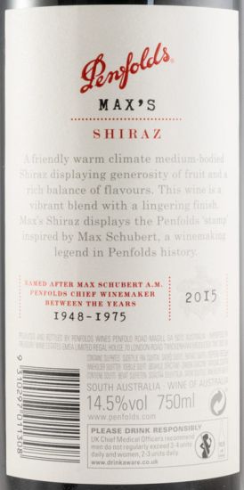 2015 Penfolds Max's Shiraz Barossa Valley red