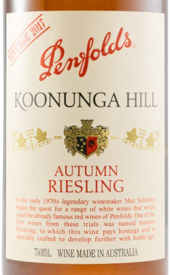 2017 Penfolds Koonunga Hill Autumn Riesling Barossa Valley branco