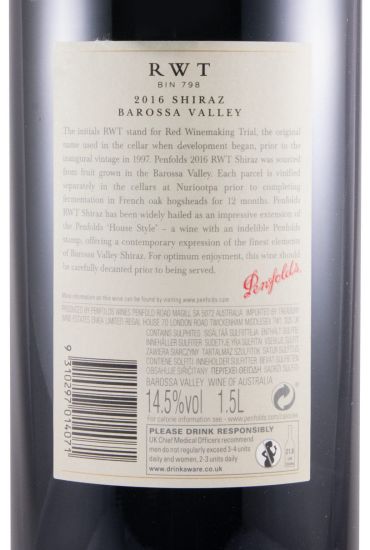 2016 Penfolds RWT Bin 798 Barossa Valley red 1.5L
