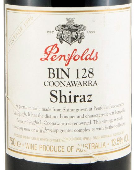 1996 Penfolds Bin 128 Shiraz Coonawarra red