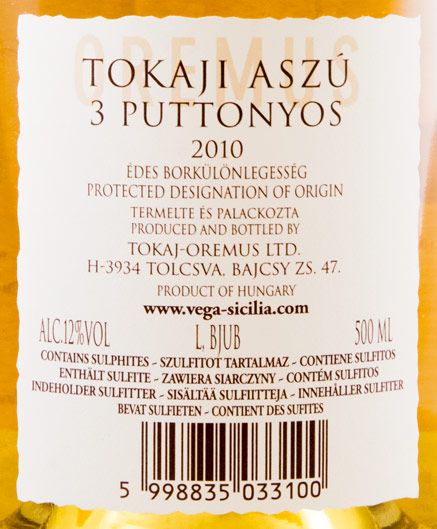 2010 Tokaji Oremus Aszú 3 Puttonyos branco 50cl