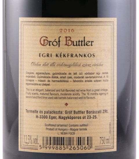 2016 Gróf Buttler Egri Kékfrankos Szarkás red