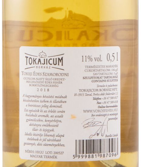 2018 Tokaji Tokajicum Édes Szamorondni Late Harvest white 50cl