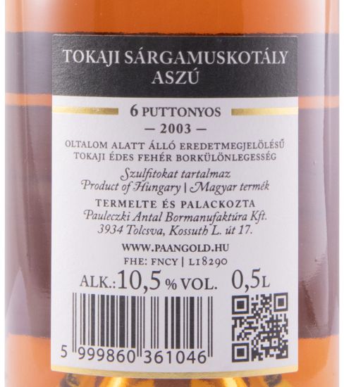 2003 Tokaji Paangold Sárgamuskotály Aszú 6 Puttonyos white 50cl