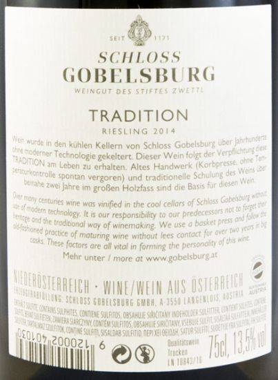2014 Schloss Gobelsburg Tradition Riesling white