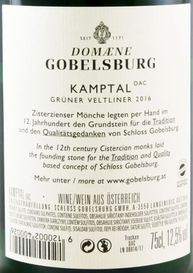 2016 Schloss Gobelsburg Kampal Grüner Veltliner branco