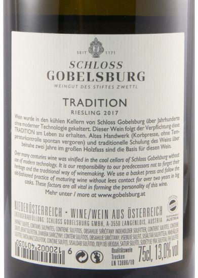 2017 Schloss Gobelsburg Tradition Riesling branco