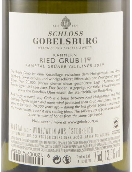 2019 Schloss Gobelsburg Grub Grüner Veltliner branco