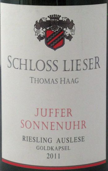 2011 Brauneberger Juffer Sonnenuhr Long Goldkapsel Auslese Riesling Schloss Lieser branco