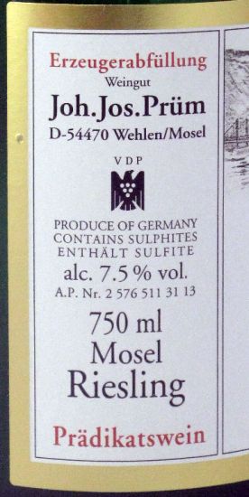 2012 Joh. Jos. Prüm Wehlener Auslese Sonnenhur Riesling branco