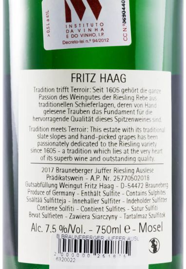 2017 Fritz Haag Brauneberger Juffer Auslese Riesling branco