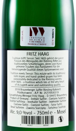 2018 Fritz Haag Brauneberger Juffer Kabinett Riesling branco