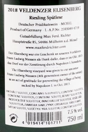 2018 Max Ferd. Richter Veldenzer Elisenberg Riesling Spätlese branco