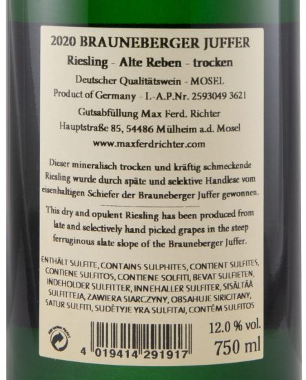 2020 Max Ferd. Richter Brauneberger Juffer Trocken Al Riesling Alte Reben branco