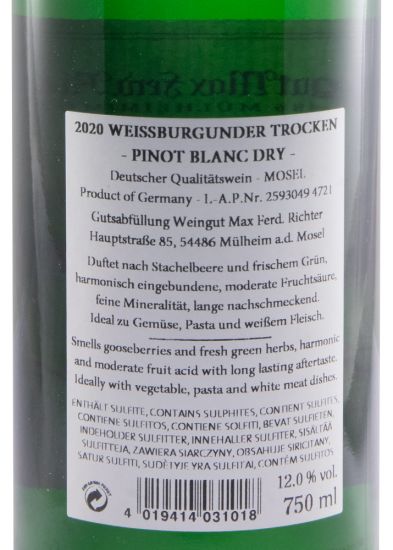 2020 Max Ferd. Richter Weissburgunder Trocken Pinot Blanc branco