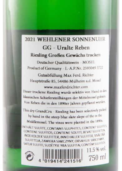 2021 Max Ferd. Richter Wehlener Sonnenuhr Riesling GG Uralte Reben branco