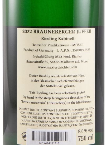 2022 Max Ferd. Richter Brauneberger Juffer Riesling Kabinett branco