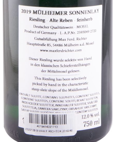 2019 Max Ferd. Richter Mülheimer Sonnenlay Alte Reben Riesling Feinherb branco