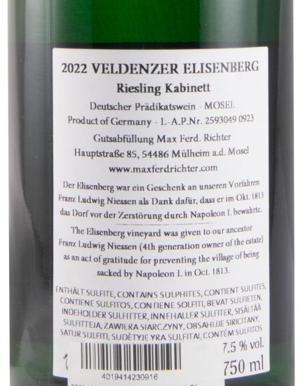 2022 Max Ferd. Richter Elisenberg Riesling Kabinett branco