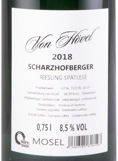 2018 Von Hövel Scharzhofberger Riesling Spätlese branco