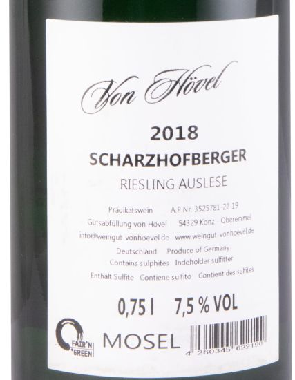 2018 Von Hövel Scharzhofberger Riesling Auslese branco