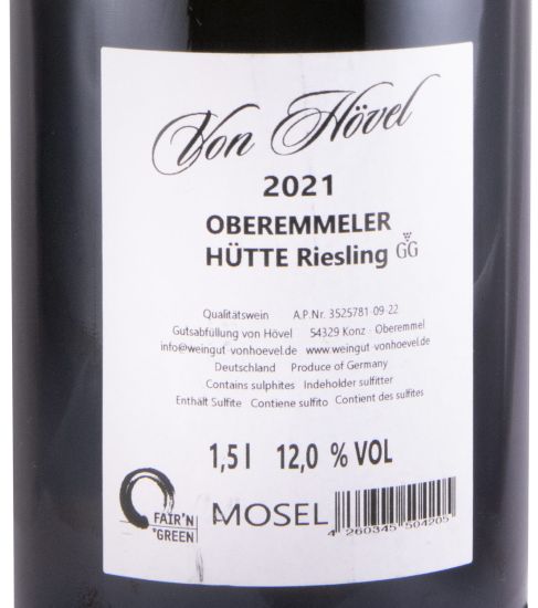 2021 Von Hövel Oberemmeler Hütte Riesling GG branco 1,5L