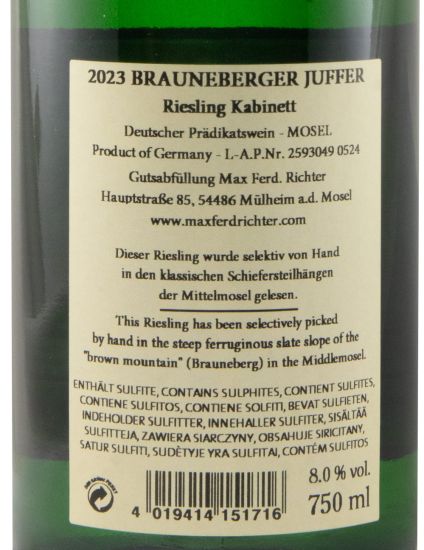 2023 Max Ferd. Richter Brauneberger Juffer Riesling Kabinett branco