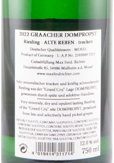 2022 Max Ferd. Richter Graacher Dompropst Riesling Alte Reben branco