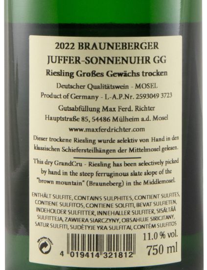 2022 Max Ferd. Richter Brauneberger Juffer Sonnenhur GG Riesling branco