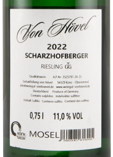 2022 Von Hövel Scharzhofberger Riesling GG branco