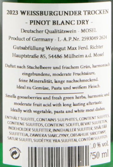 2023 Max Ferd. Richter Weissburgunder Trocken Pinot Blanc branco