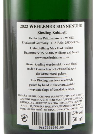 2022 Max Ferd. Richter Wehlener Sonnenuhr Riesling Kabinett branco