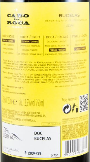 2016 Cabo da Roca Arinto Reserva white