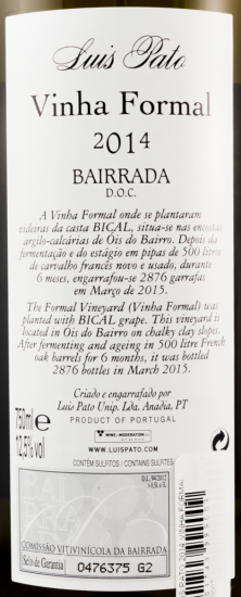 2014 Luis Pato Vinha Formal Bical branco
