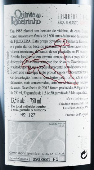 2012 Luís Pato Quinta do Ribeirinho Pé Franco tinto