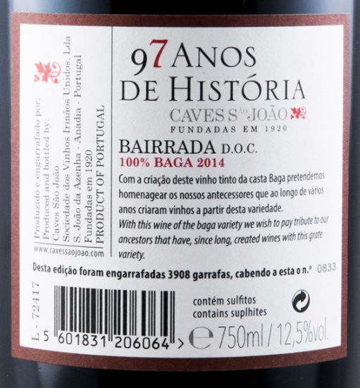 2014 Caves São João Baga 97 Anos de História red