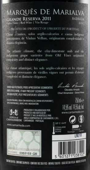 2011 Marquês de Marialva Grande Reserva tinto