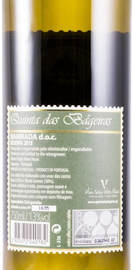 2018 Quinta das Bágeiras Reserva branco