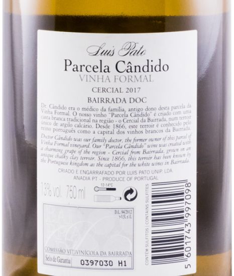 2017 Luis Pato Parcela Cândido Vinha Formal Cercial branco