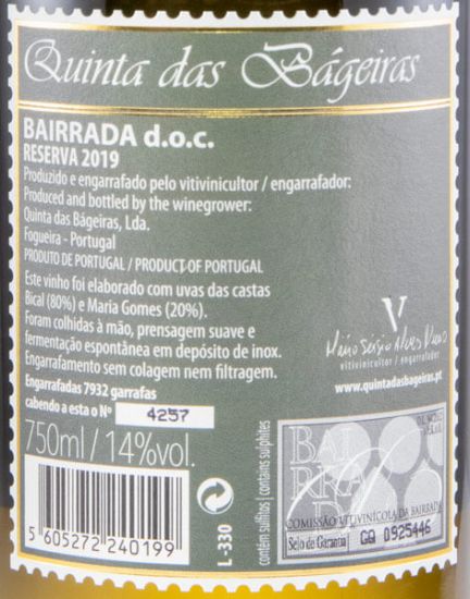 2019 Quinta das Bágeiras Reserva white