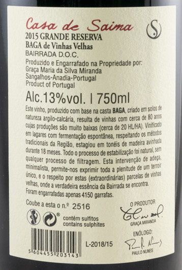 2015 Casa de Saima Grande Reserva red