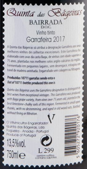 2017 Quinta das Bágeiras Garrafeira red