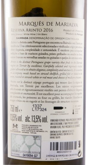 2016 Marquês de Marialva Arinto Reserva white
