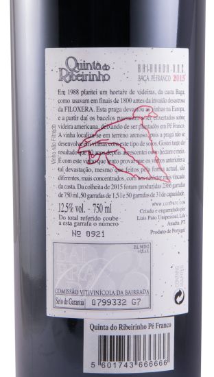 2015 Luís Pato Quinta do Ribeirinho Pé Franco tinto