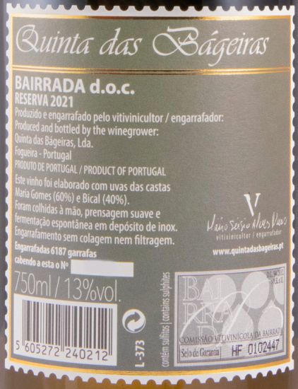 2021 Quinta das Bágeiras Reserva branco