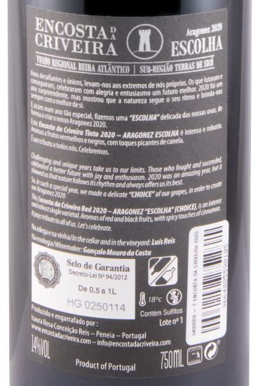 2020 Encosta da Criveira Aragonez Escolha tinto