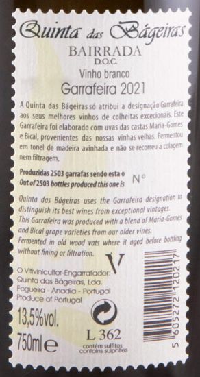2021 Quinta das Bágeiras Garrafeira white