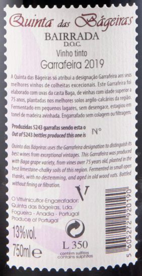 2019 Quinta das Bágeiras Garrafeira red